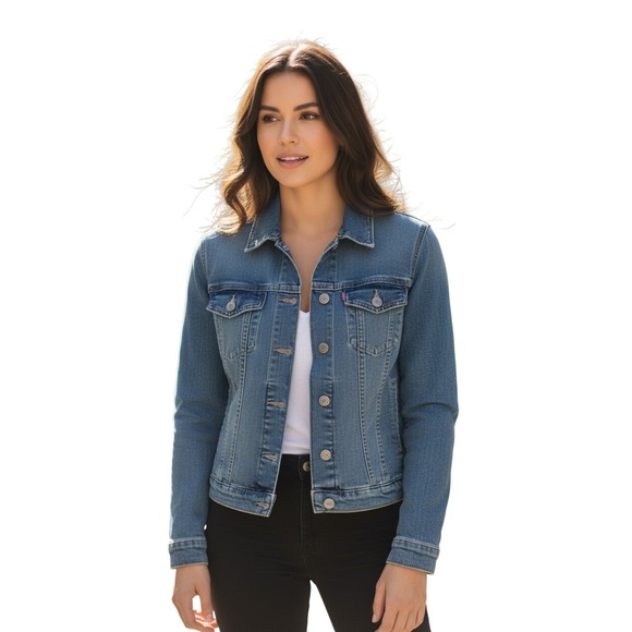 Denizen from Levi's Jackets & Blazers - Levi's Denim Trucker Jacket Womens Blue Medium Wash Button Front Size‎ S